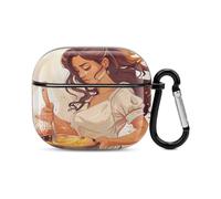 Compatible with AirPods 3rd Generation Case,Woman Cooking Depictionprinted PC Hard Shell Shock Resistant Protective Cover for Apple AirPods 3 With Keychain Support Wireless Charging