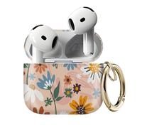 Compatible with AirPods 4 Case Cute Shell Pattern Shockproof Protective Cover for Girls Women with Gold Keychain Designed for AirPod 4th Generation, Cute Cartoon Flower