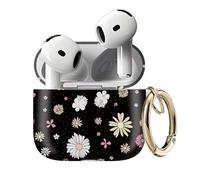 Compatible with AirPods 4 Case Cute Shell Pattern Shockproof Protective Cover for Girls Women with Gold Keychain Designed for AirPod 4th Generation, Boho Daisy