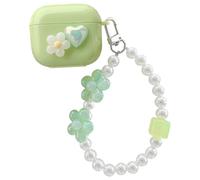 Compatible with Airpods 4 Case,Heart Pattern Soft Silicone Shock Absorbing Protective Case with Pearl Chain for Airpods 4th Shockproof Rugged Shell Funny Cute Case Cover for Girls Women