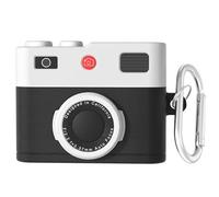Compatible with Airpods 4 Case with Keychain, Retro 3D Camera Design Silicone Shockproof Case Cover for Airpods 4 (Black)