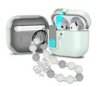 Compatible with AirPods 4 Case with Lock, AirPods 4th Generation Case, Auto Pop-Up Lid Full Protection Cover with Keychain for Girls, Green Bow
