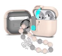 Compatible with AirPods 4 Case with Lock, AirPods 4th Generation Case Auto Pop-Up Lid Full Protection Cover with Lanyard Keychain for Girls, Pink Bow