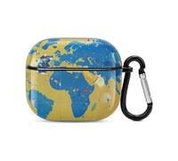 Compatible with AirPods Case Cover Abstract World Map Full Protective Headphone Cover Compatible for Airpods 3rd,Supports Wireless Charging with Carabiner Front LED Visible