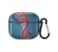 Compatible with AirPods Case Cover DNA Chain Photo Full Protective Headphone Cover Compatible for Airpods 3rd,Supports Wireless Charging with Carabiner Front LED Visible