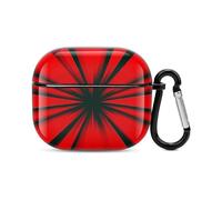 Compatible with AirPods Case Cover Explosion Burst Red And Black Full Protective Headphone Cover Compatible for Airpods 3rd,Supports Wireless Charging with Carabiner Front LED Visible