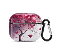 Compatible with AirPods Case Cover Romantic Hearts Leaves Tree Full Protective Headphone Cover Compatible for Airpods 3rd,Supports Wireless Charging with Carabiner Front LED Visible