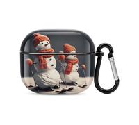 Compatible with AirPods Case Cover Two Snowmen Skiing Together Full Protective Headphone Cover Compatible for Airpods 3rd,Supports Wireless Charging with Carabiner Front LED Visible