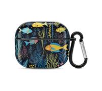 Compatible with AirPods Case Cover Ugly Fish Full Protective Headphone Cover Compatible for Airpods 3rd,Supports Wireless Charging with Carabiner Front LED Visible