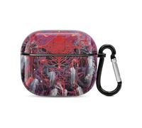 Compatible with AirPods Case Cover Unique Feather Dream Catcher Full Protective Headphone Cover Compatible for Airpods 3rd,Supports Wireless Charging with Carabiner Front LED Visible