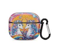 Compatible with AirPods Case Cover Unique Horse Images Full Protective Headphone Cover Compatible for Airpods 3rd,Supports Wireless Charging with Carabiner Front LED Visible