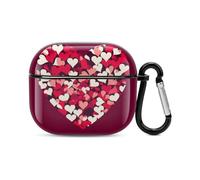 Compatible with AirPods Case Cover Valentine Heart Shape Full Protective Headphone Cover Compatible for Airpods 3rd,Supports Wireless Charging with Carabiner Front LED Visible