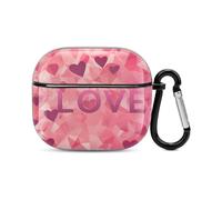 Compatible with AirPods Case Cover Valentine Heart Shape Full Protective Headphone Cover Compatible for Airpods 3rd,Supports Wireless Charging with Carabiner Front LED Visible