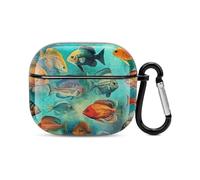 Compatible with AirPods Case Cover Various Fish Full Protective Headphone Cover Compatible for Airpods 3rd,Supports Wireless Charging with Carabiner Front LED Visible