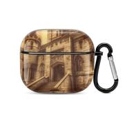 Compatible with AirPods Case Cover Vintage Medieval Castle Full Protective Headphone Cover Compatible for Airpods 3rd,Supports Wireless Charging with Carabiner Front LED Visible
