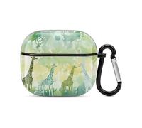 Compatible with AirPods Case Cover Watercolor Giraffe Full Protective Headphone Cover Compatible for Airpods 3rd,Supports Wireless Charging with Carabiner Front LED Visible