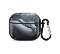 Compatible with AirPods Case Cover White Snake Full Protective Headphone Cover Compatible for Airpods 3rd,Supports Wireless Charging with Carabiner Front LED Visible