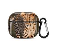 Compatible with AirPods Case Cover Wild Cheetah Full Protective Headphone Cover Compatible for Airpods 3rd,Supports Wireless Charging with Carabiner Front LED Visible