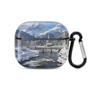 Compatible with AirPods Case Cover Winter Landscape in The Bavarian Alps Full Protective Headphone Cover Compatible for Airpods 3rd,Supports Wireless Charging with Carabiner Front LED Visible