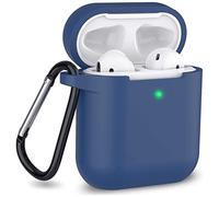Compatible with AirPods Case, Full Silicone Case for AirPods Accessories, Compatible with Apple AirPods 1 & 2, Wireless and Wired Charging Case, Front LED Visible-Navy Blue