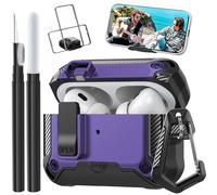 Compatible with Airpods Pro 2/1 Gen Case Cover Lock Clip with Phone Stand (2019/2022/2023), Rugged Case for Airpod Pro 2nd/1st Generation Shockproof Protective Skin for Apple iPod Pro, Blue