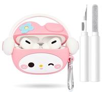 Compatible with AirPods Pro 2 Case with Cleaner Kit and Keyhook, Protective, Supports Wireless Charging Case Cover for AirPod Pro 1st/2nd Generation (2022/2019) (Kitty Pink)