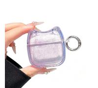 Compatible with AirPods Pro 2 Headphones Case Cover, Cat Ear Shape, Earphone Case with Glitter Clear TPU Anti-Lost Ring, Earbuds Case for Women Men