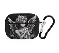Compatible with Airpods Pro 2nd/1st Generation Case Cover,Angel Portrait Printed Apple AirPods Pro 2 Case with Carabiner,Drop Protection Scratch And Dust Resistant,Front LED Lights Visible