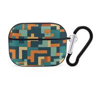 Compatible with Airpods Pro 2nd/1st Generation Case Cover,Blue And Orange Design Printed Apple AirPods Pro 2 Case with Carabiner,Drop Protection Scratch And Dust Resistant,Front LED Lights Visible