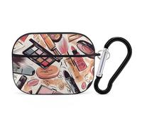 Compatible with Airpods Pro 2nd/1st Generation Case Cover,Cosmetic And Makeup Pattern Printed Apple AirPods Pro 2 Case with Carabiner,Drop Protection Scratch And Dust Resistant,Front LED Lights Visibl