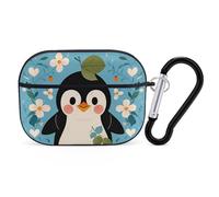 Compatible with Airpods Pro 2nd/1st Generation Case Cover,Cute Penguin Print Printed Apple AirPods Pro 2 Case with Carabiner,Drop Protection Scratch And Dust Resistant,Front LED Lights Visible