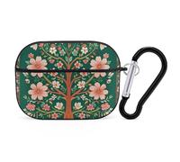 Compatible with Airpods Pro 2nd/1st Generation Case Cover,Green Tree of Life Printed Apple AirPods Pro 2 Case with Carabiner,Drop Protection Scratch And Dust Resistant,Front LED Lights Visible