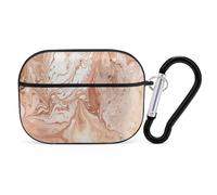 Compatible with Airpods Pro 2nd/1st Generation Case Cover,Light Peach And Brown Printed Apple AirPods Pro 2 Case with Carabiner,Drop Protection Scratch And Dust Resistant,Front LED Lights Visible
