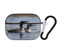 Compatible with Airpods Pro 2nd/1st Generation Case Cover,Loon Birds Printed Apple AirPods Pro 2 Case with Carabiner,Drop Protection Scratch And Dust Resistant,Front LED Lights Visible
