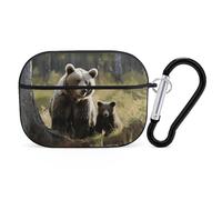 Compatible with Airpods Pro 2nd/1st Generation Case Cover,Mother Brown Bears Protect Printed Apple AirPods Pro 2 Case with Carabiner,Drop Protection Scratch And Dust Resistant,Front LED Lights Visible
