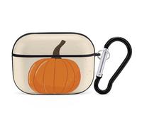 Compatible with Airpods Pro 2nd/1st Generation Case Cover,Orange Pumpkin Image Printed Apple AirPods Pro 2 Case with Carabiner,Drop Protection Scratch And Dust Resistant,Front LED Lights Visible