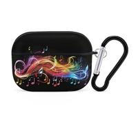 Compatible with Airpods Pro 2nd/1st Generation Case Cover,Rainbow Musical Note Melody Printed Apple AirPods Pro 2 Case with Carabiner,Drop Protection Scratch And Dust Resistant,Front LED Lights Visibl