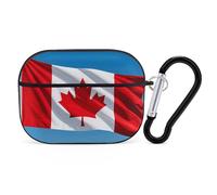 Compatible with Airpods Pro 2nd/1st Generation Case Cover,Retro Canada Flag Printed Apple AirPods Pro 2 Case with Carabiner,Drop Protection Scratch And Dust Resistant,Front LED Lights Visible