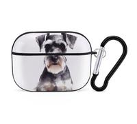 Compatible with Airpods Pro 2nd/1st Generation Case Cover,Well-behaved Schnauzer Printed Apple AirPods Pro 2 Case with Carabiner,Drop Protection Scratch And Dust Resistant,Front LED Lights Visible