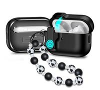 Compatible with AirPods Pro 2nd Generation,1st Gen 2019 Case with Lock, Full Drop Protection Auto Pop-Up Lid Design with Keychain Charm, Black