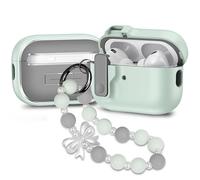 Compatible with AirPods Pro 2nd Generation,1st Gen 2019 Case with Lock, Full Drop Protection Automatic Pop-Up Lid Design with Keychain Charm, Green Bow