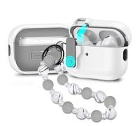 Compatible with AirPods Pro 2nd Generation,1st Gen 2019 Case with Lock, Full Protection Shockproof Auto Pop-Up Lid Design with Kawaii Keychain Charm, White