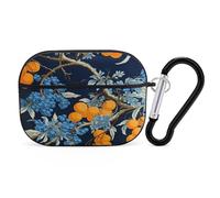 Compatible with AirPods Pro 2nd Generation Case Cover,Bright Blue Flowerprinted PC Hard Shell Shock Protective Cover for Apple AirPods Pro 2 With Keychain Support Wireless Charging