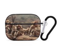 Compatible with AirPods Pro 2nd Generation Case Cover,Monkey Sitting on Stoneprinted PC Hard Shell Shock Protective Cover for Apple AirPods Pro 2 With Keychain Support Wireless Charging