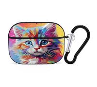 Compatible with AirPods Pro 2nd Generation Case Cover,Rainbow Cartoon Catprinted PC Hard Shell Shock Protective Cover for Apple AirPods Pro 2 With Keychain Support Wireless Charging