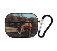 Compatible with AirPods Pro 2nd Generation Case Cover,The Horse Is Drinking Waterprinted PC Hard Shell Shock Protective Cover for Apple AirPods Pro 2 With Keychain Support Wireless Charging