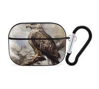 Compatible with AirPods Pro 2nd Generation Case Cover,Watercolor of Hawk Sittingprinted PC Hard Shell Shock Protective Cover for Apple AirPods Pro 2 With Keychain Support Wireless Charging
