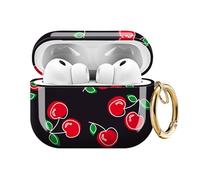 Compatible with AirPods Pro 3 (2025) Case Soft TPU with Cute Golden Keychain Cover Leopard Paint Case for Girls Women for Airpod Pro 3 - Cute red Cherries
