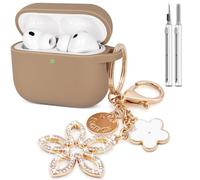 Compatible with AirPods Pro 3 Case Cover, Silicone Protective Case for Airpod Pro with Bling Keychain, Case Cover for Apple AirPods Pro 3rd Generation Wireless Earbuds with Cleaner Kit (Milk Tea)
