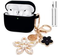 Compatible with AirPods Pro 3 Case Cover, Silicone Protective Case for Airpod Pro with Bling Keychain, Case Cover for Apple AirPods Pro 3rd Generation Wireless Earbuds with Cleaner Kit (Black)